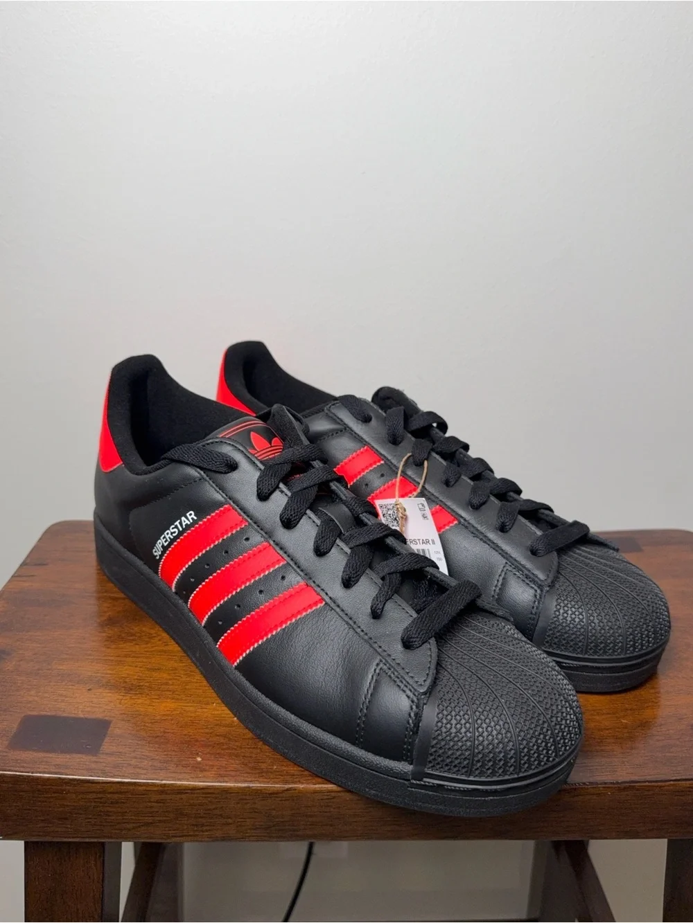 adidas Superstar II Men’s Size 13 Black Lucid Red JQ3176 New No Box